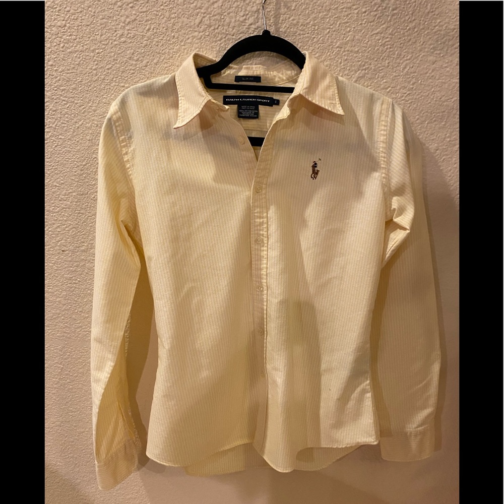 Ralph Lauren Slim Fit yellow & white button down shirt, 6